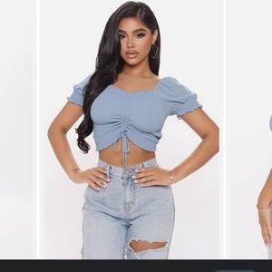 fashion nova cropped tie blouse
